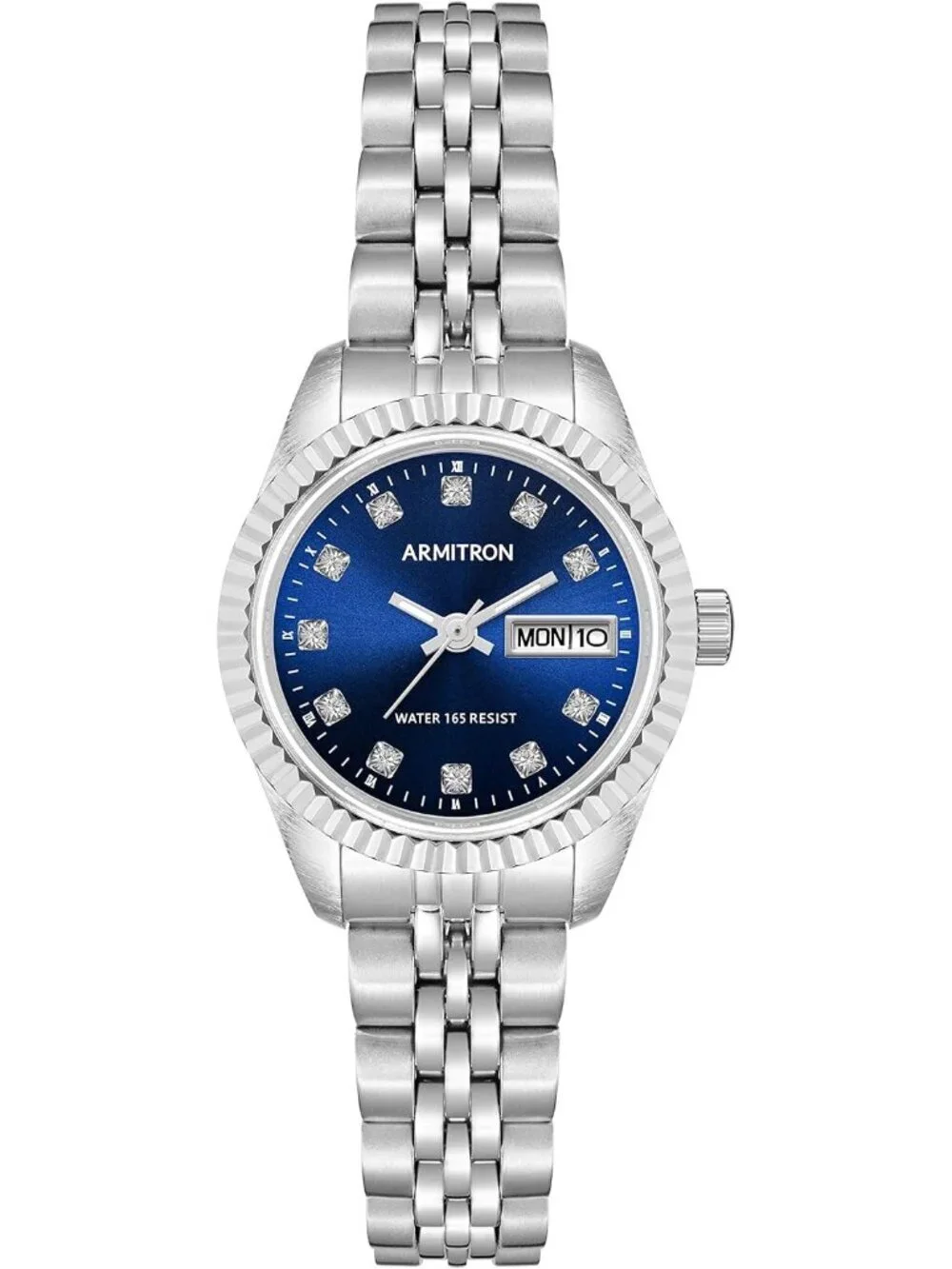 Armitron Womens Silver Blue Genuine Crystal Accented Bracelet Round Luxury Watch - Picture 1 of 6